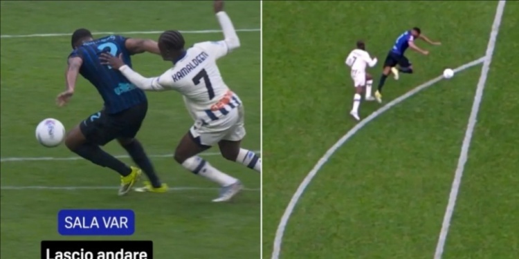 国米1-1亚特兰大VAR录音：没踢到邓弗里斯 弗拉泰西倒地接触轻微