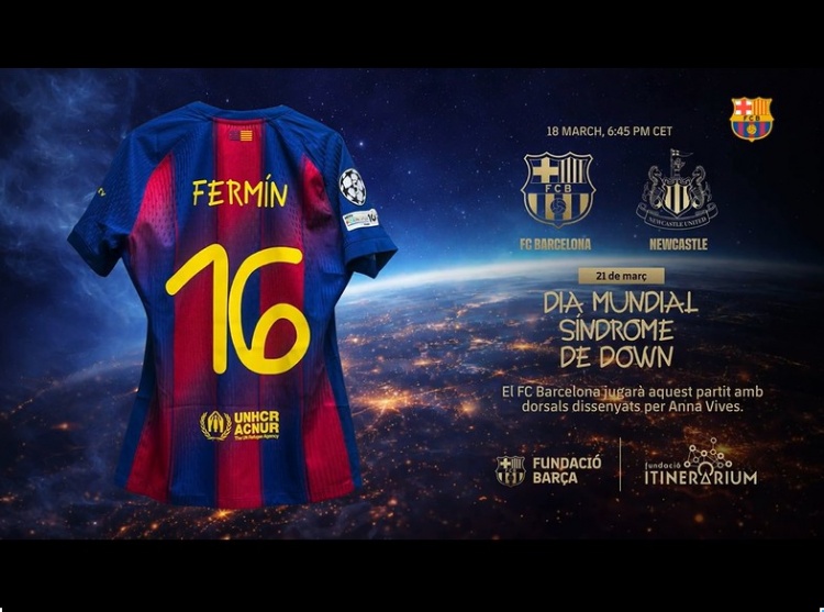 支持患唐氏综合症女孩！对阵纽卡，巴萨将身披她设计字体的球衣