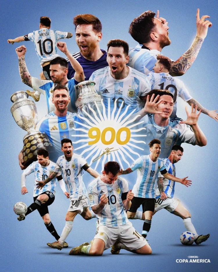 八方来贺！美洲杯官方社媒晒海报祝贺梅西达成900球