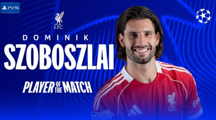 先拔头筹，z官方：索博斯洛伊当选利物浦4-0加拉塔萨雷最佳球员