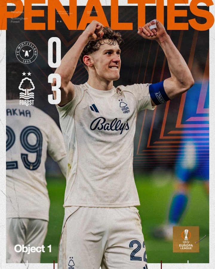 简直“速通”!点球大战对手三罚两中柱一踢飞,森林晋级欧联8强