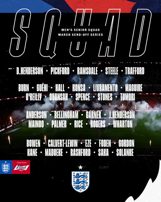 英格兰新一期名单：马奎尔、梅努回归 凯恩、贝林领衔 阿诺德落选