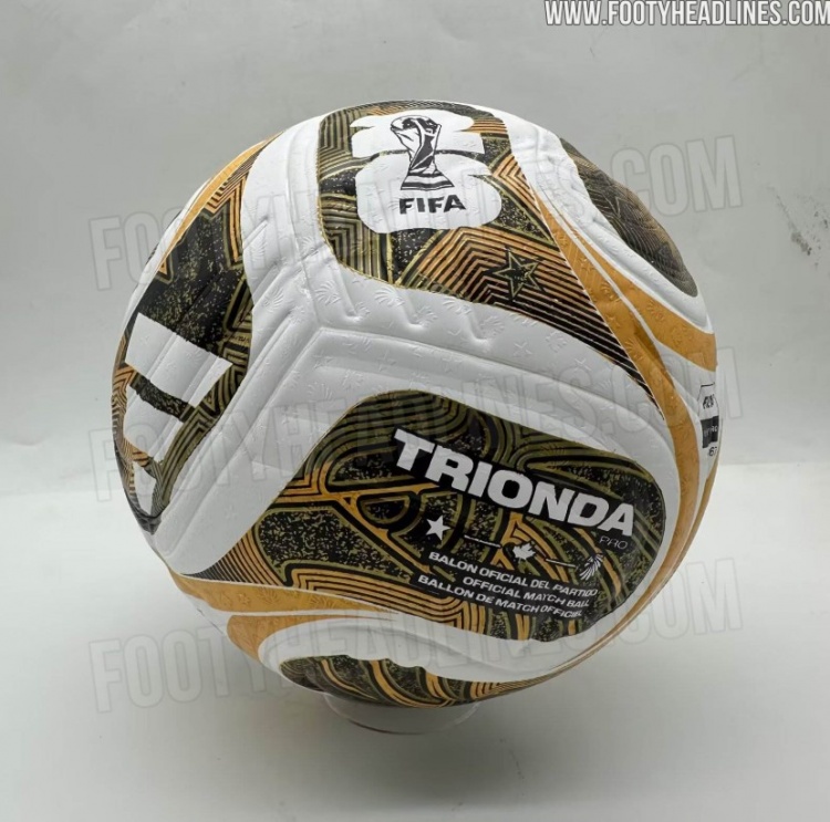 谁能踢上?世界杯决赛用球谍照:白色为底,搭配金色和黑色细节
