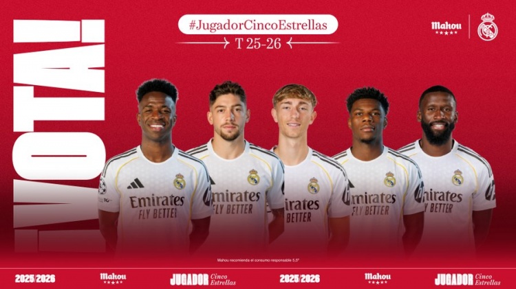 皇马月最佳候选：维尼修斯、巴尔韦德、赫伊森、琼阿梅尼、吕迪格