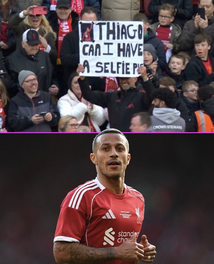 克洛普传奇赛举牌:蒂亚戈,我可以与你合影吗?