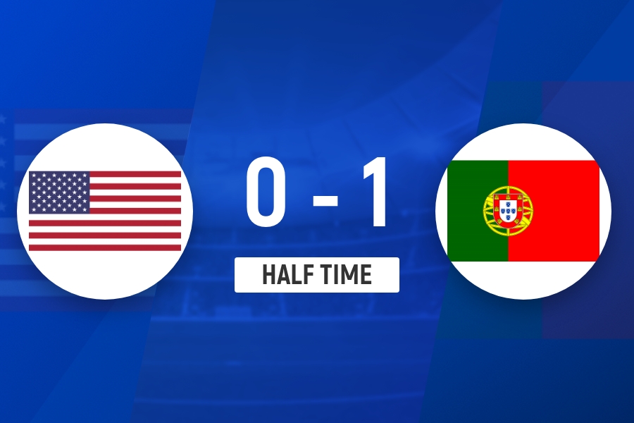 半场-葡萄牙1-0美国 B费抽射造险+助攻特林康推射破门